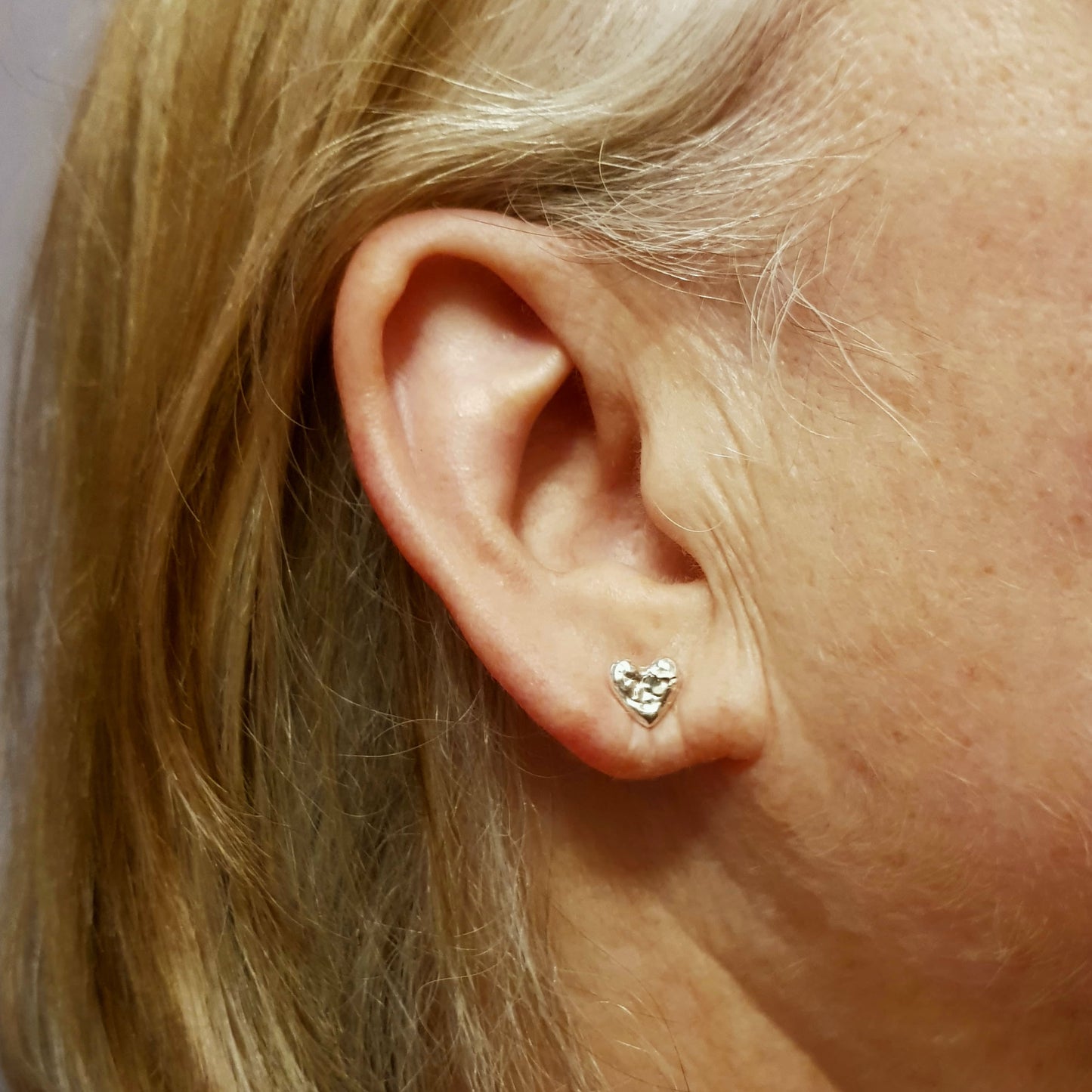 tiny heart sterling silver stud earrings