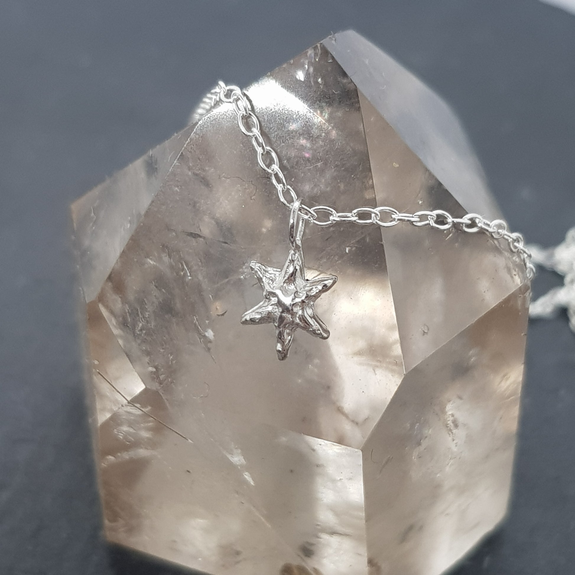 little textured star necklace silver