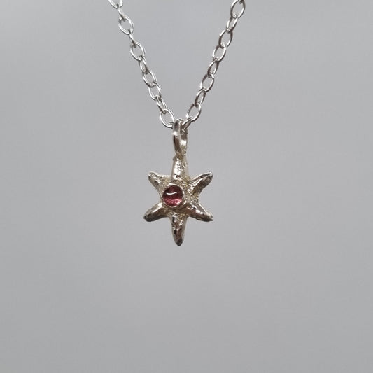 Tiny Molten Star Pink Tourmaline Necklace
