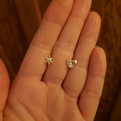 star and heart stud earrings