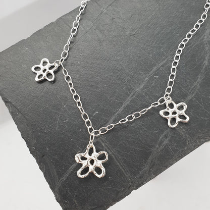 Triple Molten Flower Necklace