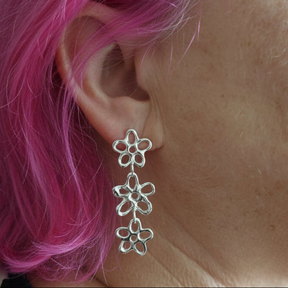 Triple Molten Flower Earrings