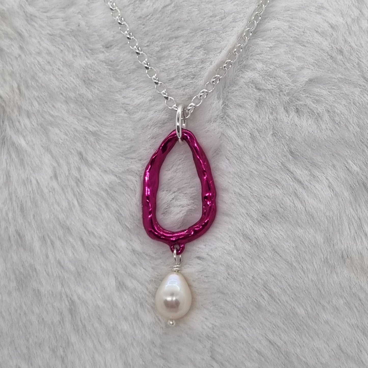 Molten Pink Pendant with Drop Freshwater Pearl