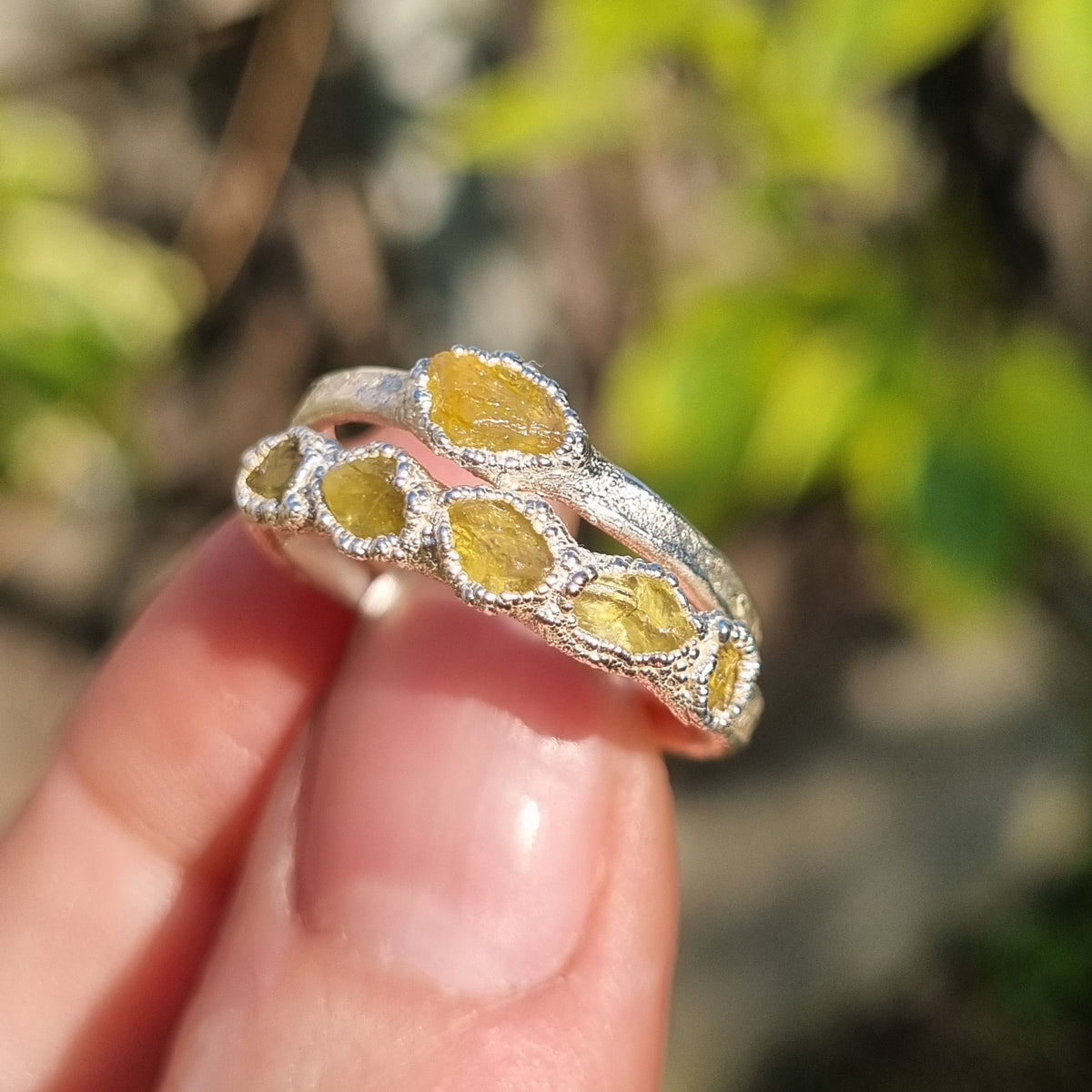 Multi Raw Yellow Sapphire Ring