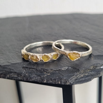 Multi Raw Yellow Sapphire Ring