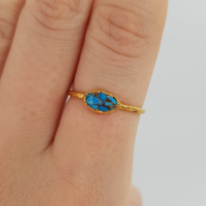 electroformed marquise mohave turquoise gold ring