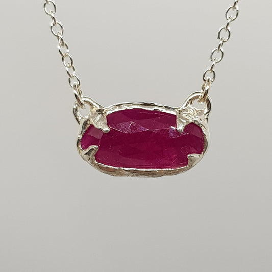 rose cut freeform ruby necklace