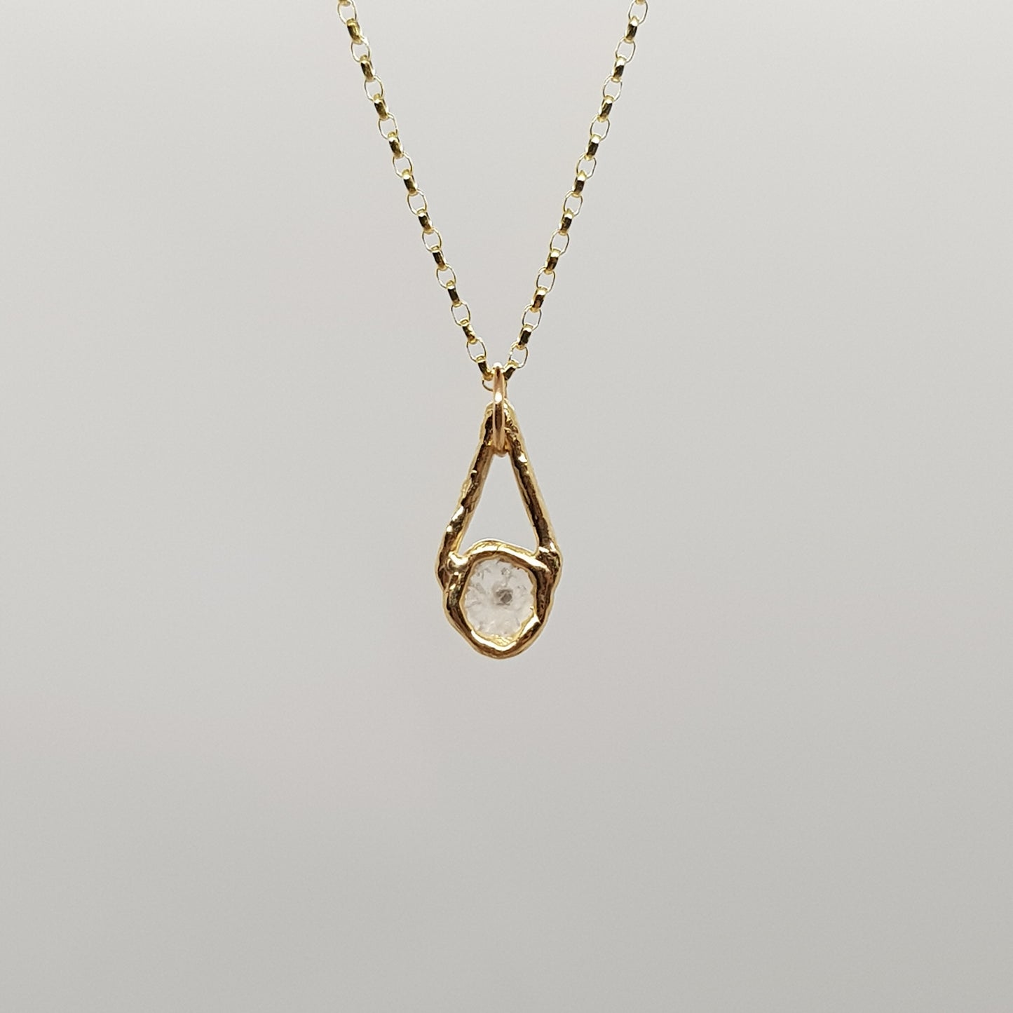 diamond slice 9ct gold necklace