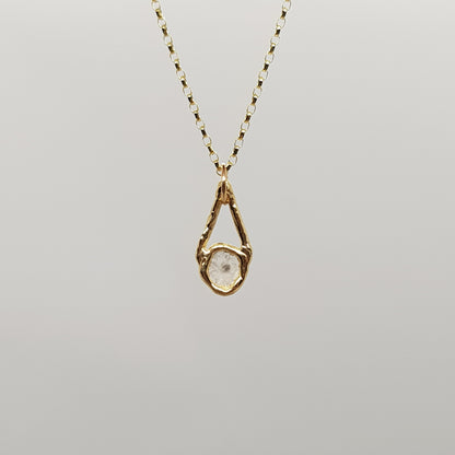 diamond slice 9ct gold necklace