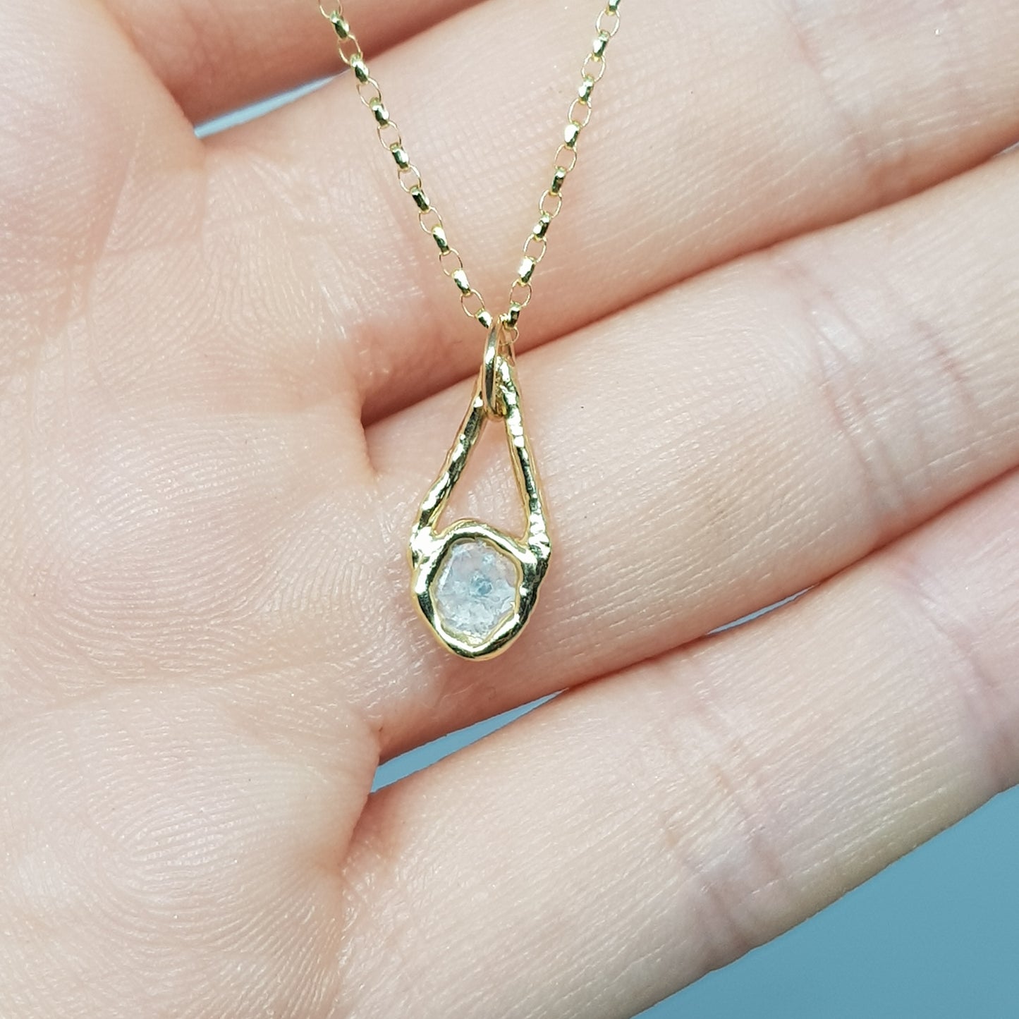recycled 9ct gold diamond necklace