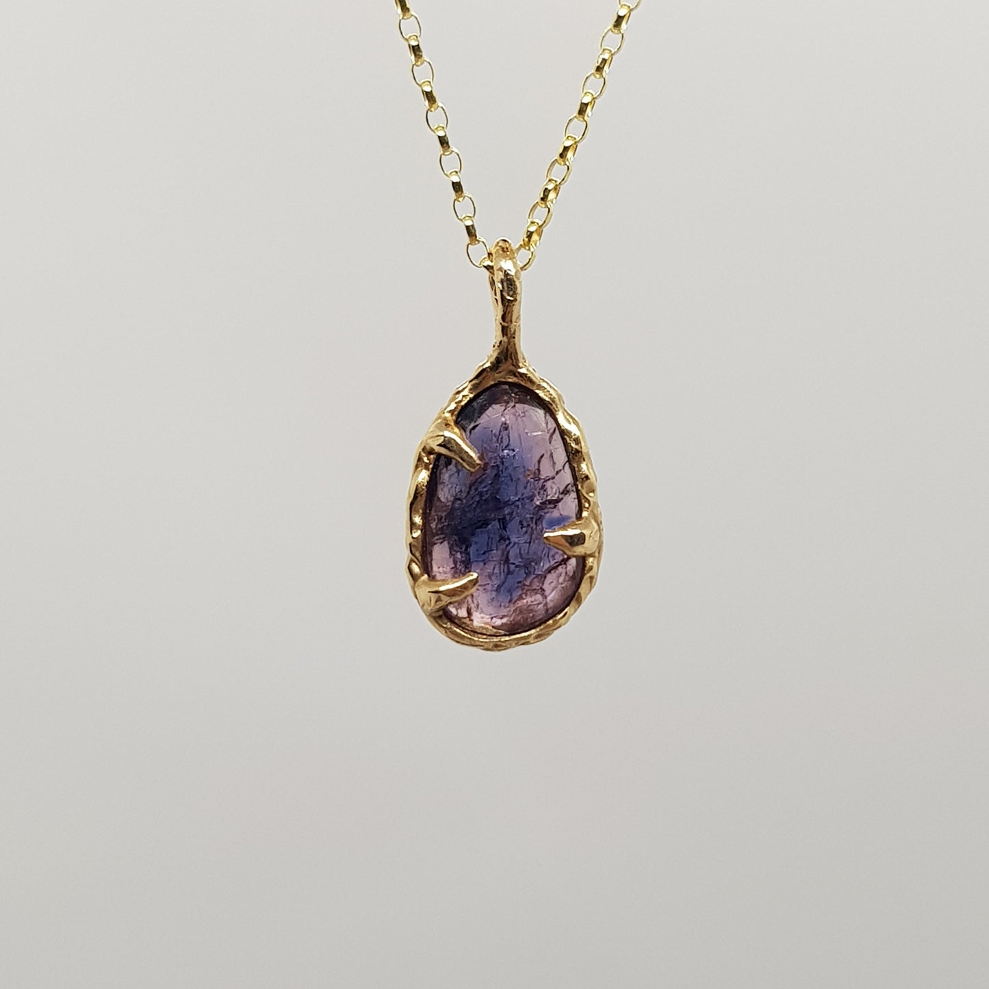 bi colour sapphire pink blue 9ct gold necklace