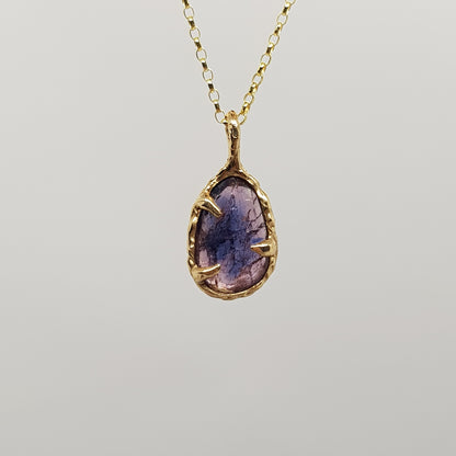 bi colour sapphire pink blue 9ct gold necklace