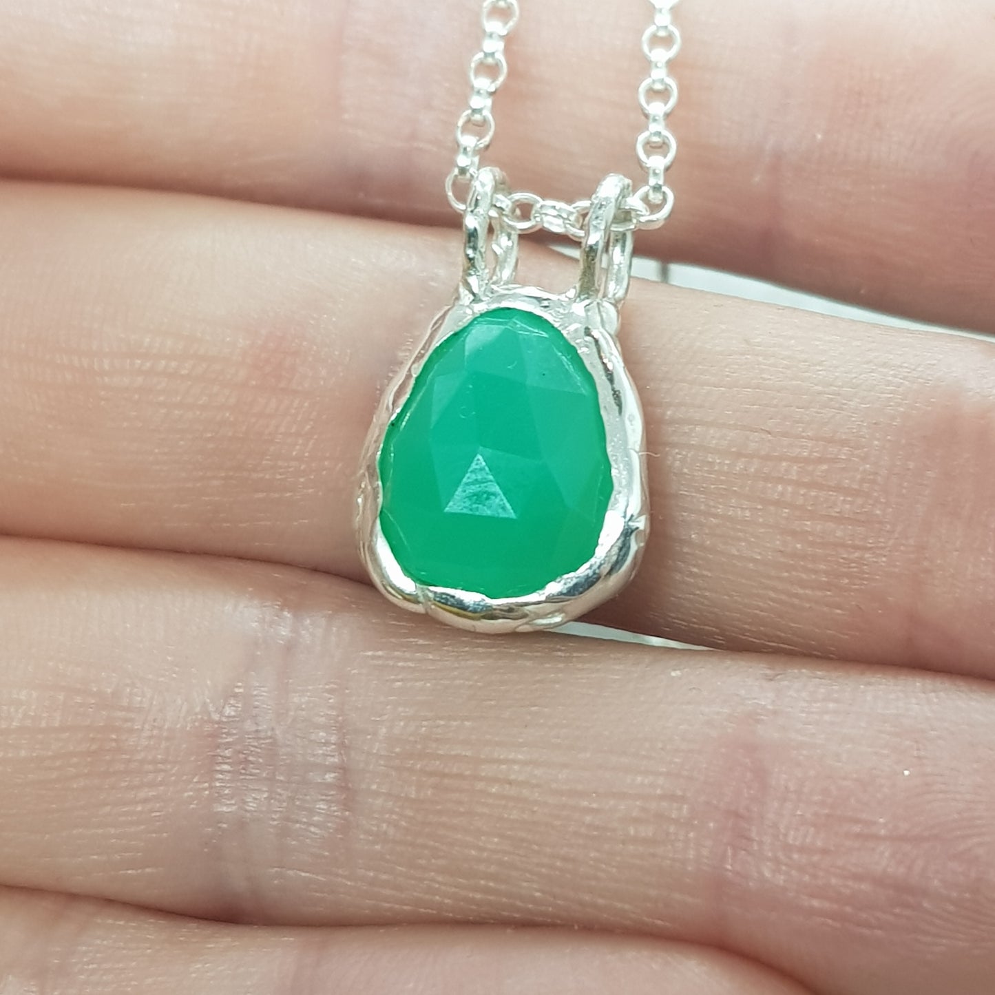 Rose Cut Chrysoprase Necklace