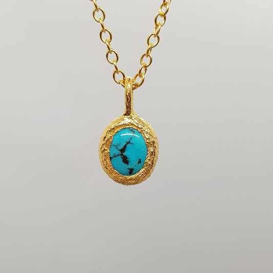 Turquoise Pebble Gold Necklace