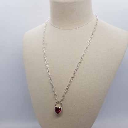 Ruby Heart Lock Necklace (sample)