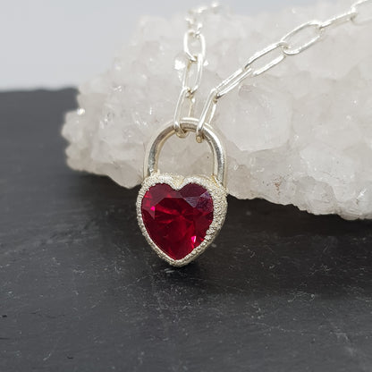 Ruby Heart Lock Necklace (sample)