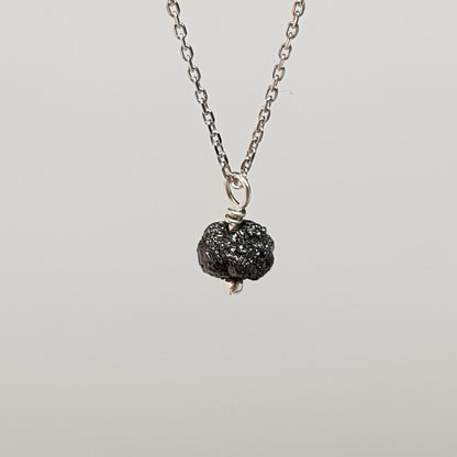 raw black diamond 9ct white gold necklace