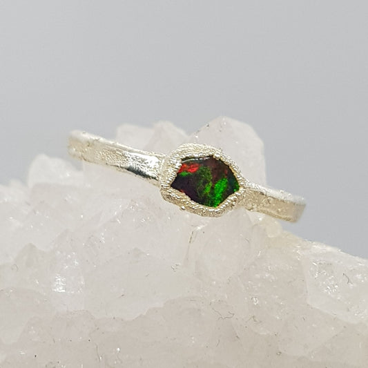 Raw Freeform Black Opal Ring