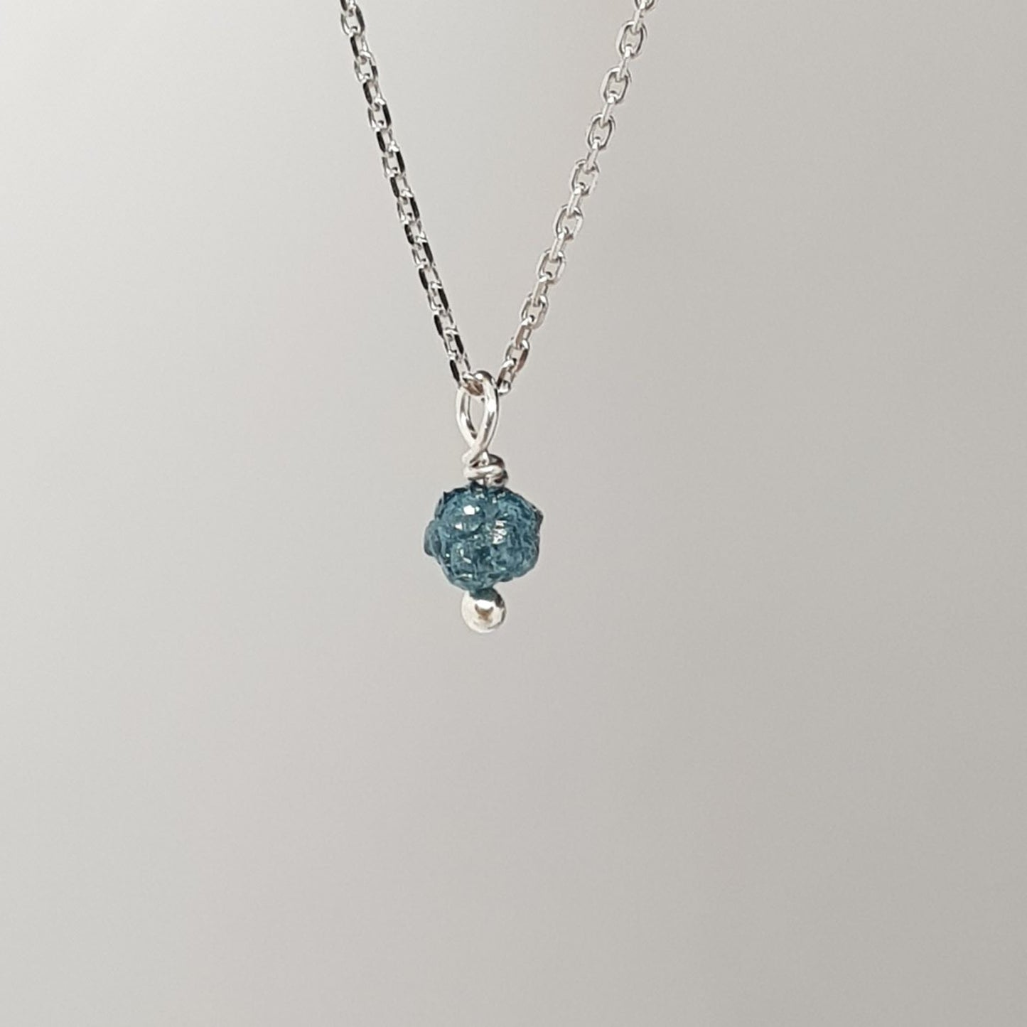 rough blue diamond 9ct white gold necklace