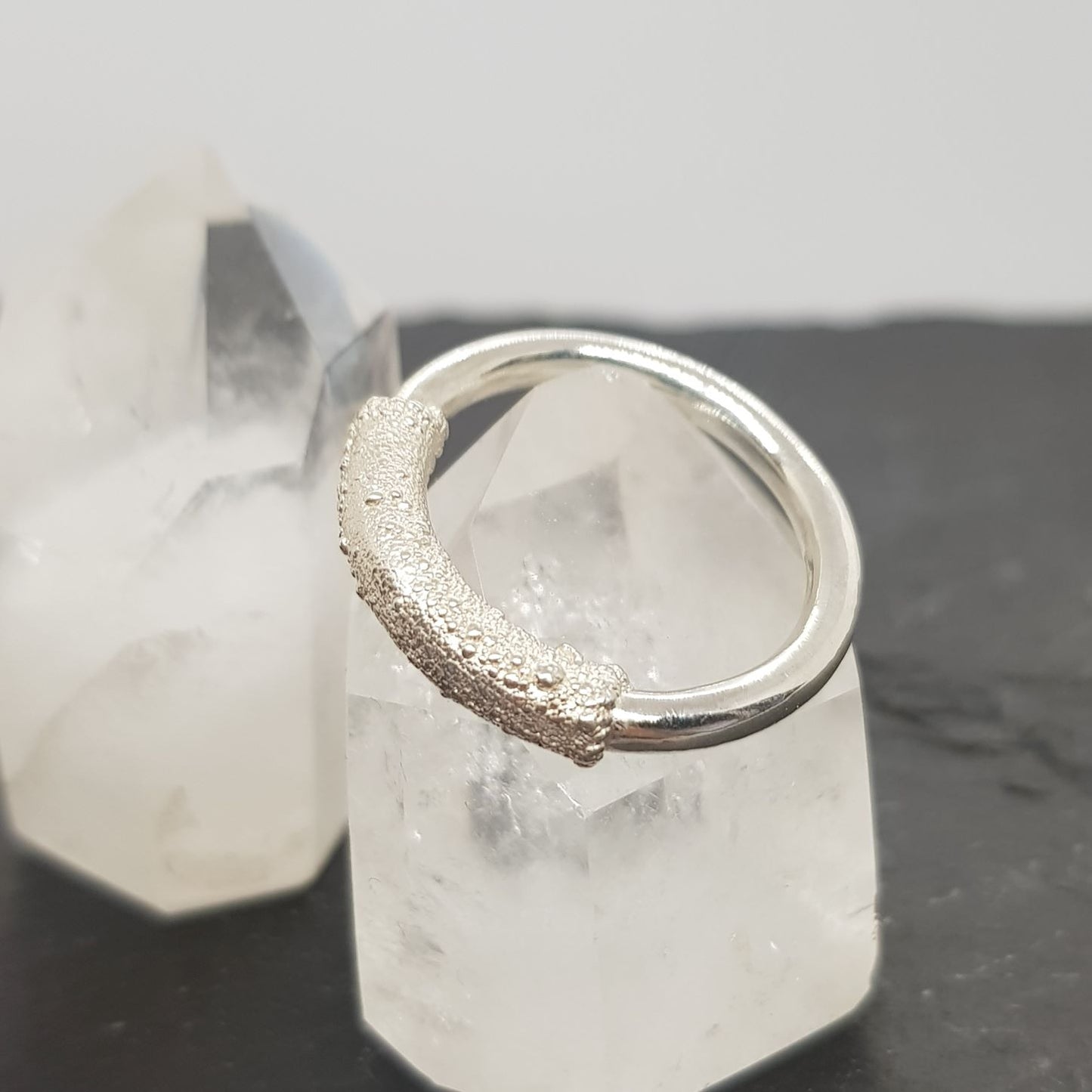 recycled silver textured ring