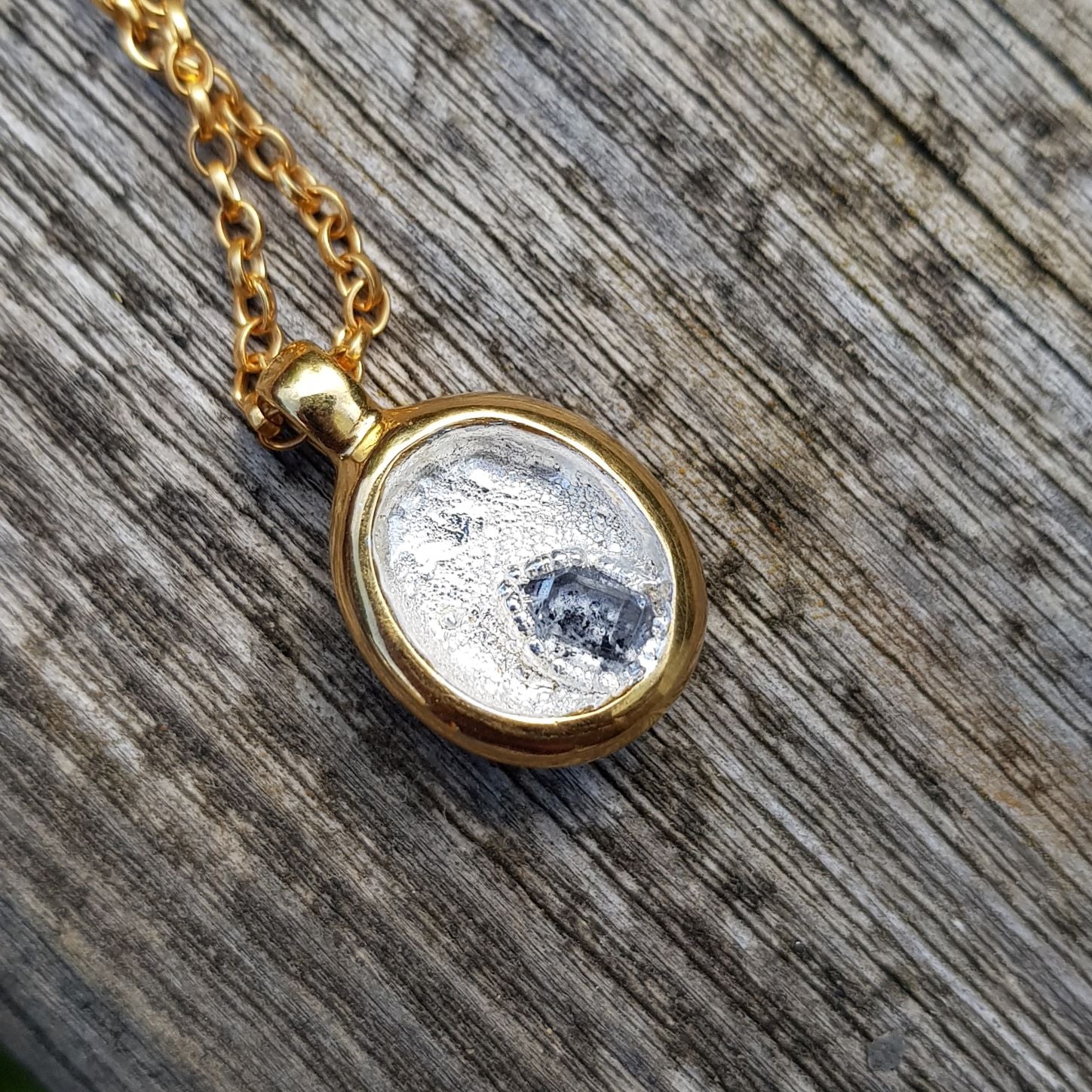 herkimer diamond silver and gold necklace