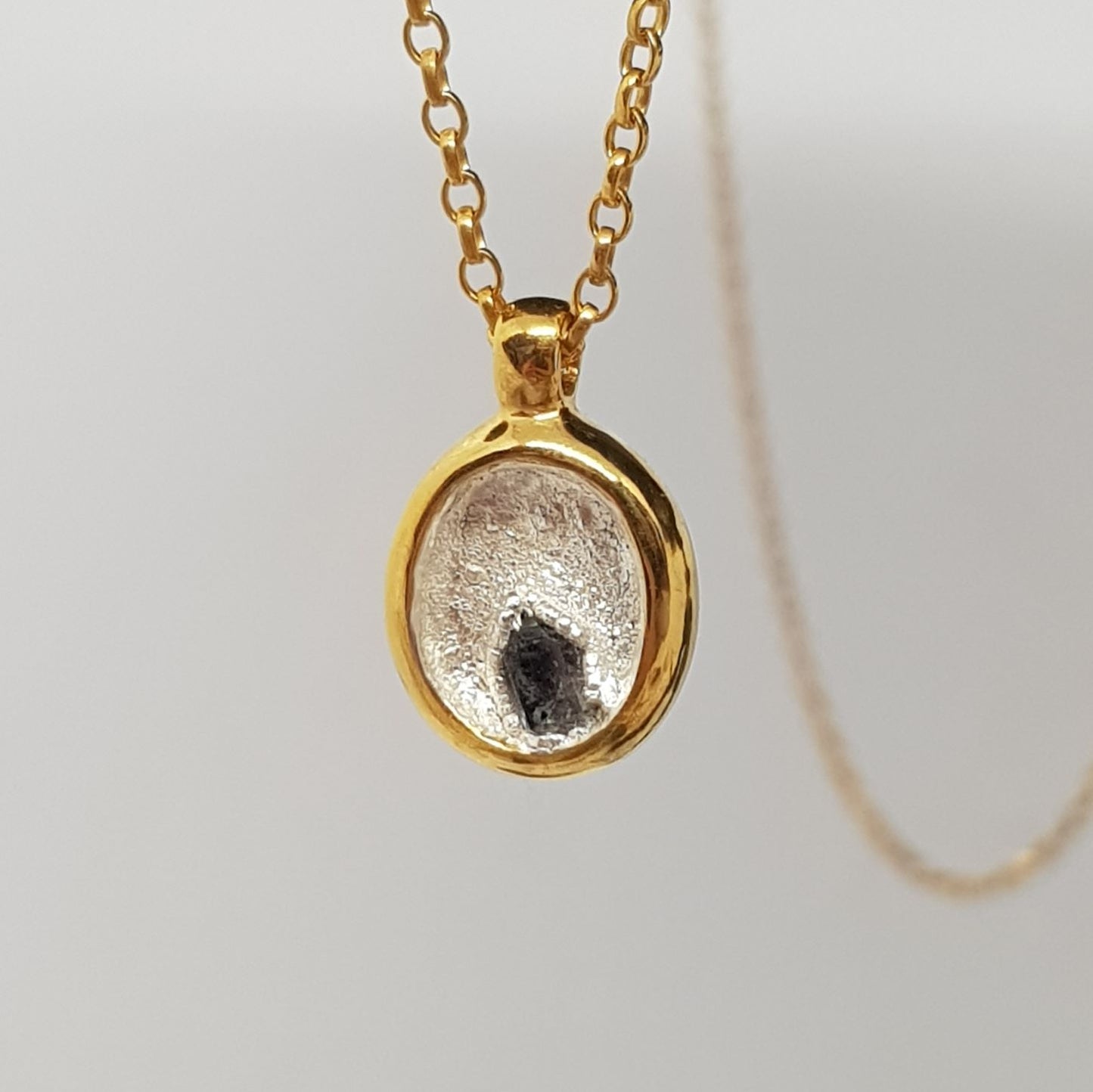 herkimer diamond silver and gold necklace