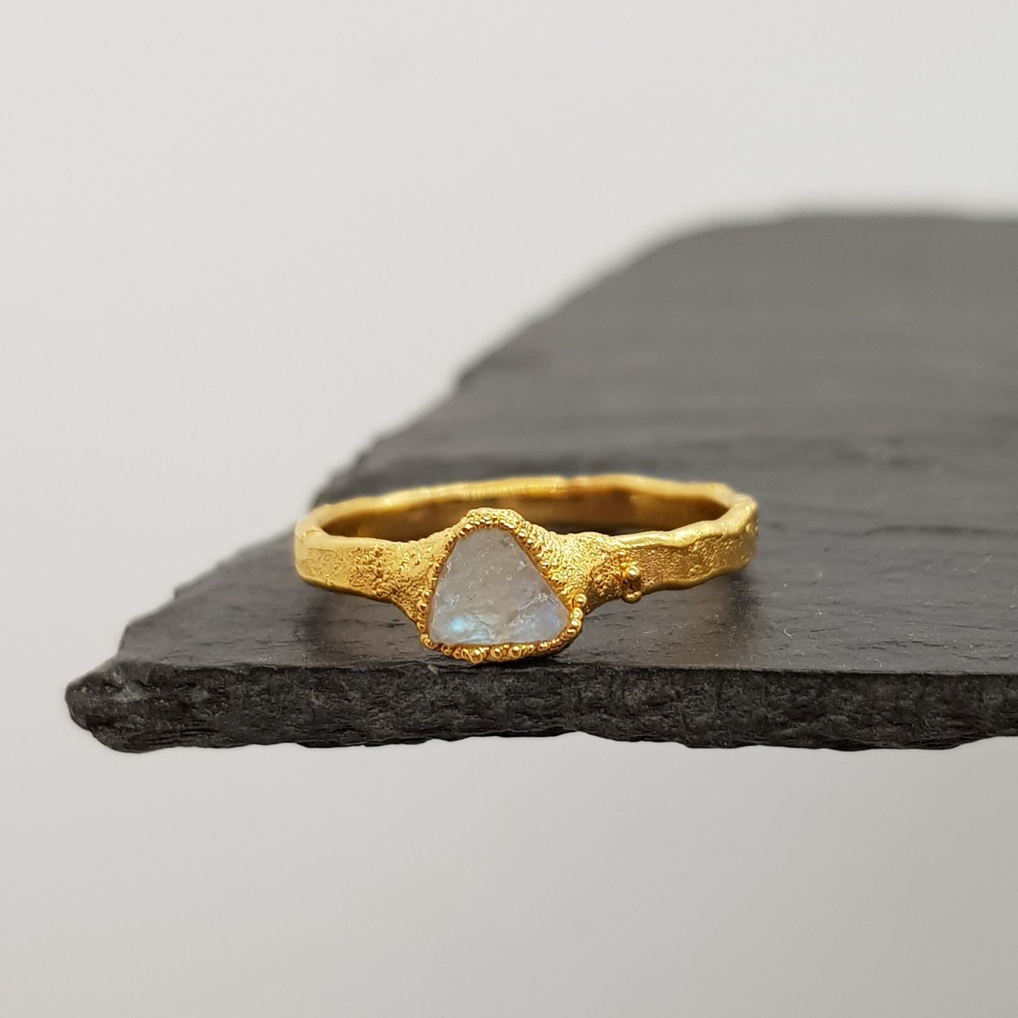 raw moonstone gold ring