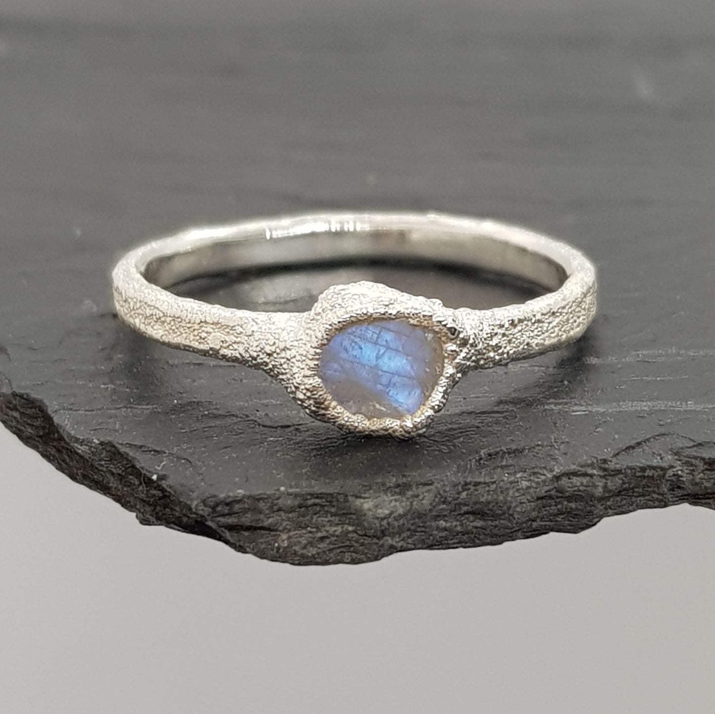 raw gemstone moonstone silver ring