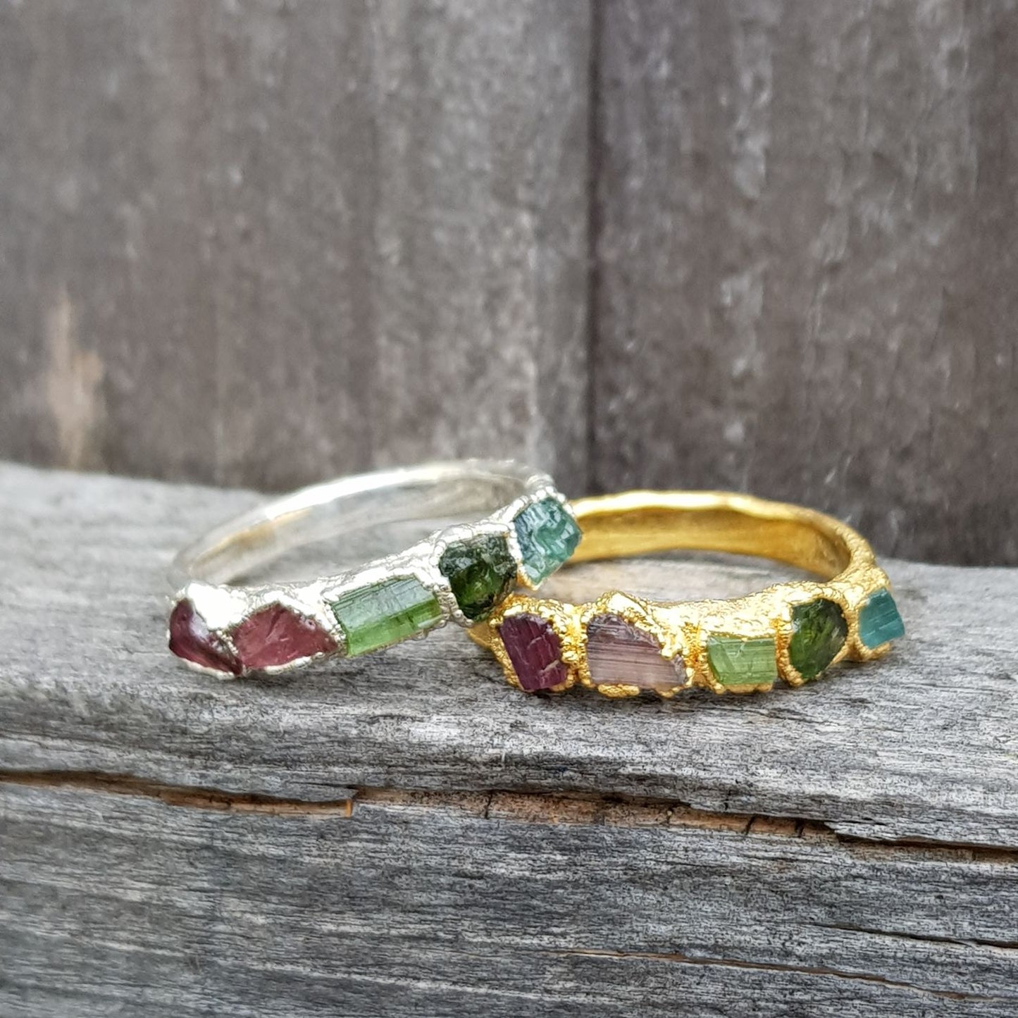 Multi coloured Raw Tourmaline Ring