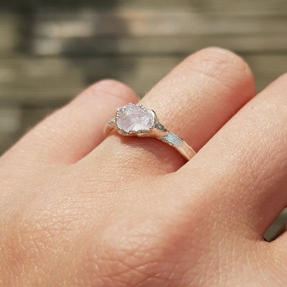 electroformed morganite silver ring