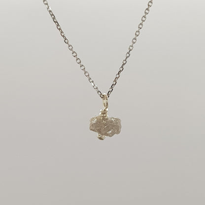 raw white diamond on 9ct white gold chain